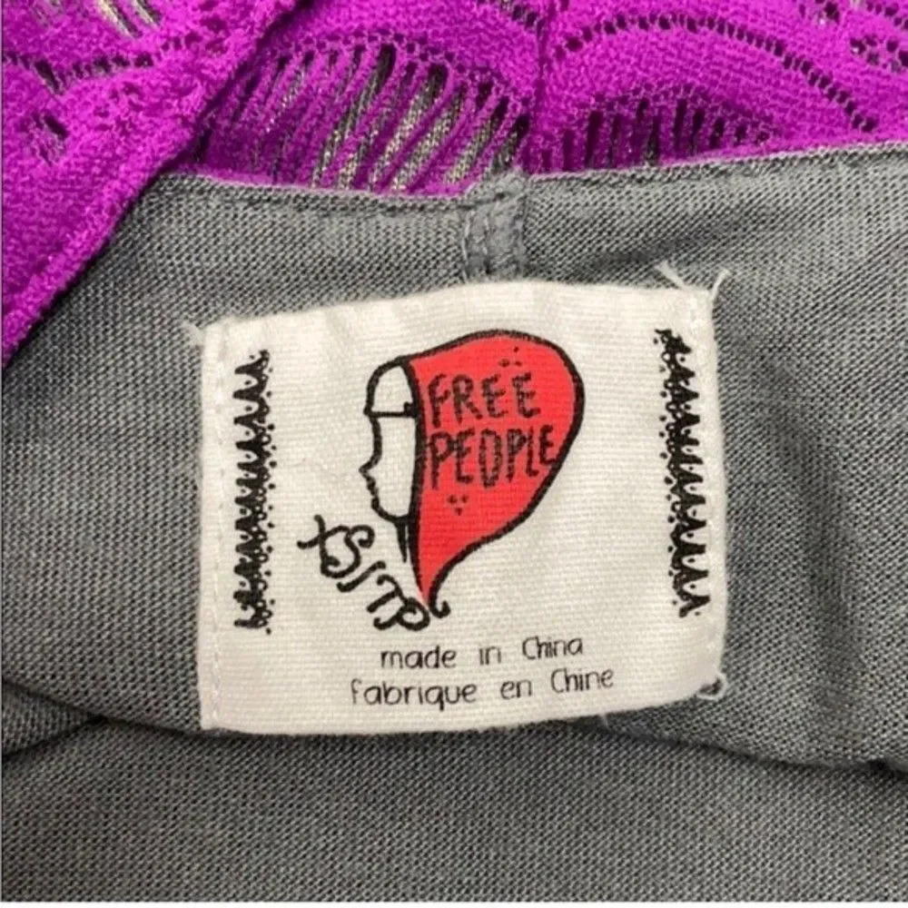 Free People Holly Lace Fuchsia Purple Mini Sheath Dress XS